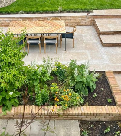 Rotherfield garden pebbles and fire pit